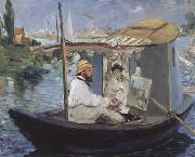 Edouard Manet Monet Painting in his Studio Boat (nn02) France oil painting artist